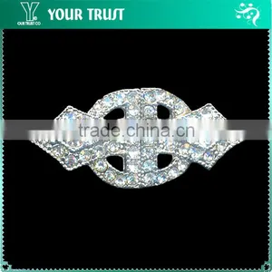 4MM 3MM Clear Cystal Rhinestone Heart Wedding Garment Rhodium Metal Pair Buckle thumbnail-5