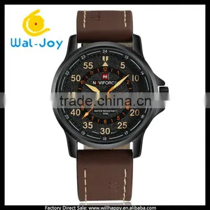 WJ-5555 Leather Strap Japan Movement 3ATM Waterproof Businessmen Naviforce Watch thumbnail-2