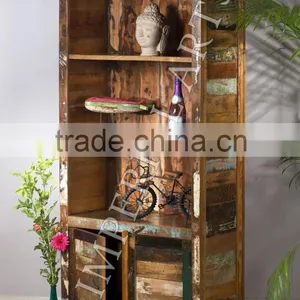 INDIAN RECYCLE WOOD 1 DOUBLE DOOR BOOK SHELF, FOR HOME FURNITURE thumbnail-2