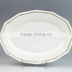 Tableware White Gold Rim Embossed Bulk Custom Ceramic Plates thumbnail-3