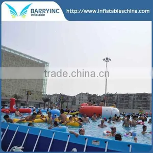 China Rectangular Above Ground Swimming Pool,swimming Frame With Inflatable Donut Swim Ring thumbnail-1
