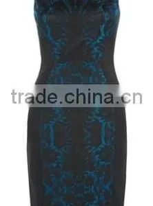 [FFD0042] Ladies Damask Jaquard Body Con Dress thumbnail-1