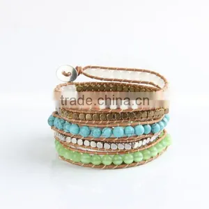 Five Laps Fashion Leather Bracelet Natural Opal Pure Manual Weaving Charm Bracelets Bangles for Women Jewelry Wholesale thumbnail-2