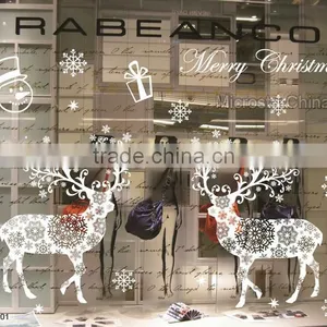 Christmas Ornament Decoration Winter Waterproof Christmas Glass Wall Sticker Doube Deer Christmas Window Sticker thumbnail-1