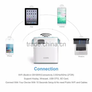 ICODIS M100 Projector, DLP Pico Home Theater, WIFI Wireless Connectivity,1.7" Portable Size & 120" Display, 30,000 Hour LED thumbnail-3