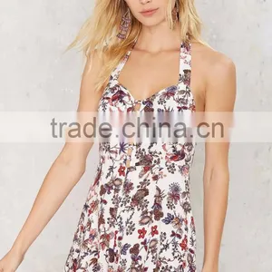 Latest Designs Women Jumpsuit , Hollow Out Halter Floral Romper 2016 thumbnail-3