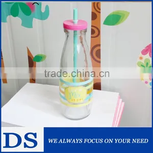 100ml/200ml/250ml/500ml/1000ml Milk Glass Bottle/ Empty Glass Milk Bottles With Plastic Cap and Sraw thumbnail-5