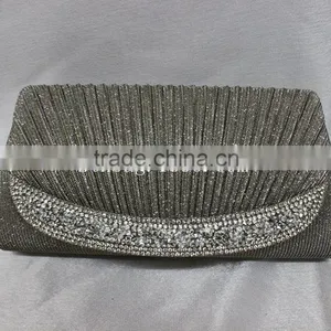 Hot Sale High Quality Fashion Rhinestone and Pleat Party Bags thumbnail-1