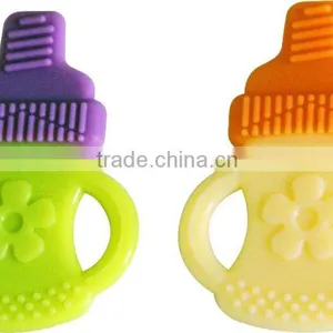 Double Injection Solid Silicone Attractive Design Baby Soft Teether thumbnail-3