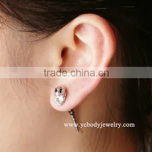 Mens Earring Gothic Style Single Gem in Skull Ear Piercing Spike thumbnail-1