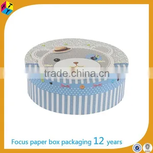 Blue Rigid Paper Packaging Round Suitcase Hat Box thumbnail-3