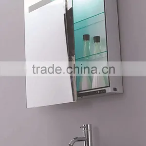Wall Mounted Led Illuminated Bathroom Storage Cabinet With Mirror Doors, Sliding Mirror Cabinet With Shaver Socket thumbnail-2