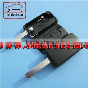 OkeyTech Peugeot 2 Button407 Flip Key Case no Logo With Groove Blade for Key Cover Peugeot 407 Key Shell for Key thumbnail-1