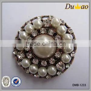 Big Size Metal Pearl Rhinestone Button thumbnail-2