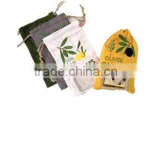 HANDMADE SMALL MINI LINEN BAG WITH SILK RIBBON thumbnail-3