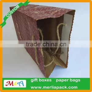 Premier Natural Kraft Shopping Bag Brown Natural String Jute Twines Hemp Rope Handles Serrated Bags thumbnail-3