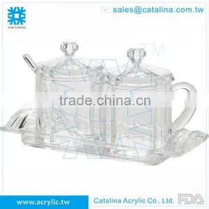 Acrylic Plastic Salt Sugar Pot Set With Spoon thumbnail-5