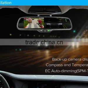 EK-043LATPMS 4.3auto Dimming Rearview Mirror With TFT-LCD Monitor; Configutable High Temperature Alert Setting thumbnail-1