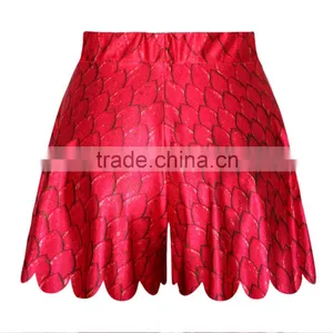 2015 New Hot Women Beach Shorts Wide Leg Pants Red Scale Print N14-6 thumbnail-1