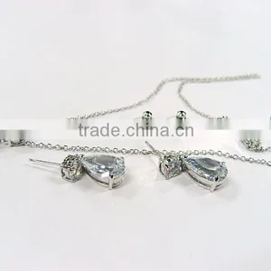 Arabic Women Jewelry Set Platinum Plating Platinum Wedding Necklace Set thumbnail-1