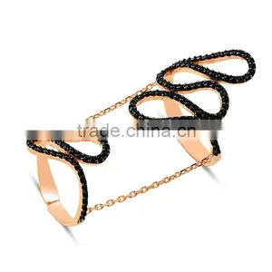 Rose Gold P. 925K Sterling Silver Chain Link Knuckle Double Latest Design Ring thumbnail-1