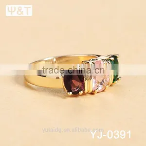 Jingli Jewelry Gold Plated Wedding Ring With Colorful Stones (YJ-391) thumbnail-2