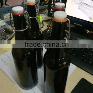 16oz 500ml Amber Flip Top Beer Glass Bottle thumbnail-1