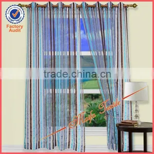 Stripe Design Eyelets Top Readymade Organza Jacquard Curtain thumbnail-1