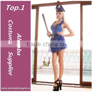 2015 Summer Style Blue Sequin Sleeveless Fancy Dress Cops Adult Elegant Halloween Costumes thumbnail-1