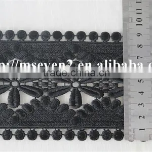 Fashion Design 9cm Black Flower Embroidery Water Soluble Lace for Garment thumbnail-6