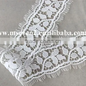 6cm Width High Quality 100% Polyester White Color Lace Trim Eyelash Lace Trim African Lace Embroidery Fabric for Wedding Dress thumbnail-2
