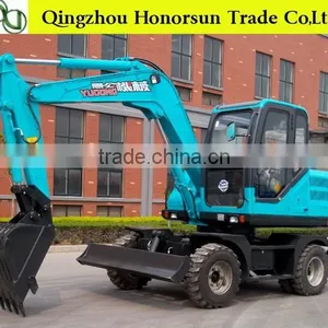 New Cheap Price 7.3 Ton WY75 Mini Wheel Excavator thumbnail-1