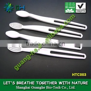 One-off/one-time 100%biodegradable Pla Plastic Material Eco-friendly White PLA Toothbrush for Hotel Use thumbnail-1