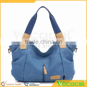 Women's Canvas Large Capacity Handbag Tote Crossbody Bag for IPad Folding Umbrella Cosmetics Blue thumbnail-1