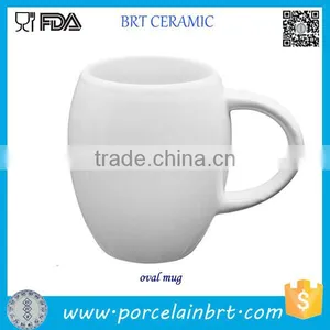 Wholesale Oval Shaped White Porcelain Plain Mug thumbnail-1