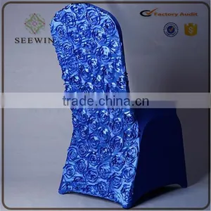 Solid White Rosette Chair Cover Wedding thumbnail-2