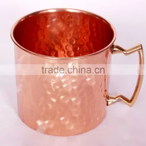 MANUFACTURER BPA FREE 100% PURE COPPER HAMMERED MOSCOW MULE DRINKING MUG WITH BRASS HANDLE thumbnail-1