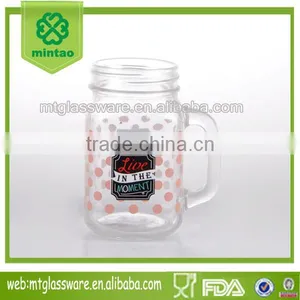 15.5oz Fresh Cute Mason Jar With Lid Straw With Handle thumbnail-1