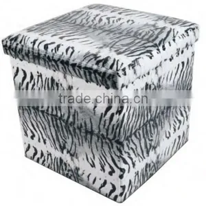 Strong and Sturdy Faux Leather Foldable Waterproof Tiger Skin Storage Stool thumbnail-2