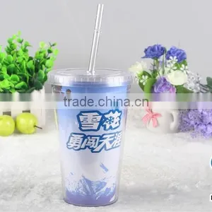 Double Wall Plastic Cup With Straw thumbnail-5