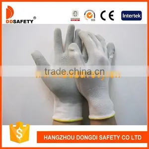 13G White Nylon Polyester Knitted Grey Foam Latex Coated on Palm Safety Working Gloves thumbnail-1
