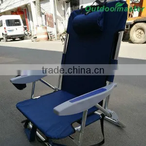 Navy Blue Aluminum Folding Backpack Chair With Plastic Armrest thumbnail-2