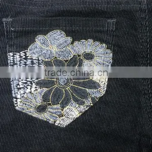 New Fashion Design Golden Button Corduroy Embroidered Shorts/pants With Folded Hem thumbnail-5