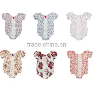 Summer Wholesale Baby Boutique Clothing Rompers Baby Girl Floral Rompers Infant and Toddler Rompers thumbnail-1