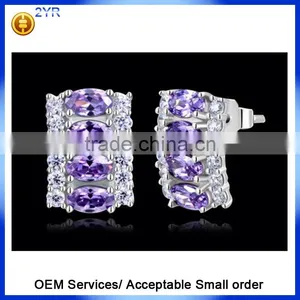 Wholesale Price 925 Sterling Silver Natural Amethyst Earrings Fashion Jewelry Elegent Earrings for Women thumbnail-1