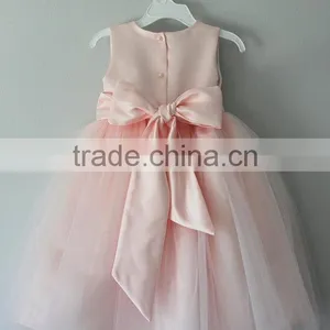 2017 Latest Design Wholesale Baby Clothes One Piece Summer Stain Cheap Children's Boutique Fashion Pink Baby Girl Wedding Dress thumbnail-1