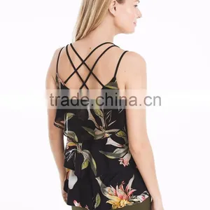 MGOO Wholesale Ladies Fancy Sleeveless Tops Made From 100% Polyester Chiffon Casual Sexy Crop Tops thumbnail-3