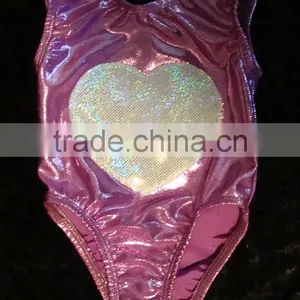 Gymnastics Tight Leotard Babies Lilac Mystique With Silver Shattered Glass Heart thumbnail-1