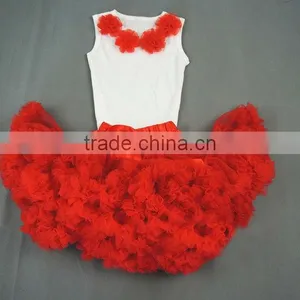 Girls Red Pettiskirt Set With Flowers MADE IN CHINA thumbnail-1