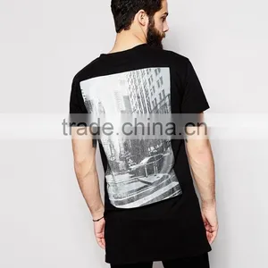 Black Long Line t Shirt Men, Custom Printing Men's T-shirt Sublimation thumbnail-3